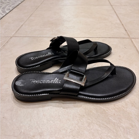 Like NEW worn 1x Toscanella Dainty Handmade in Italy Black Womens Sandals Sz 8.5 - Picture 3 of 9
